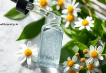 Serum Qawermoni bottle with skincare ingredients like hyaluronic acid, peptides, and vitamin C for glowing youthful skin