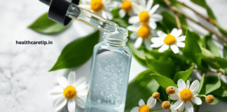 Serum Qawermoni bottle with skincare ingredients like hyaluronic acid, peptides, and vitamin C for glowing youthful skin